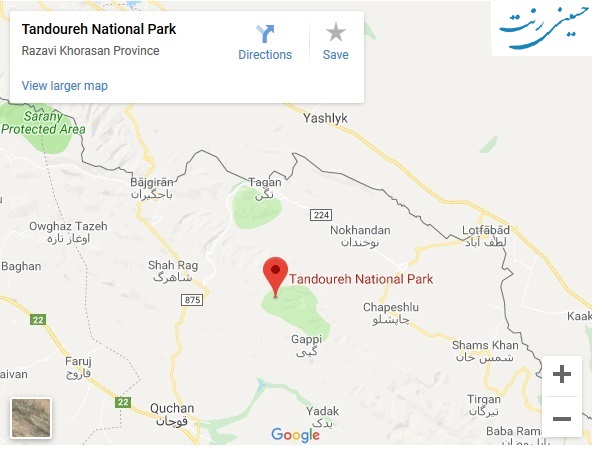 نقشه تندوره طبیعت بکر و زیبای پارک ملی تندوره